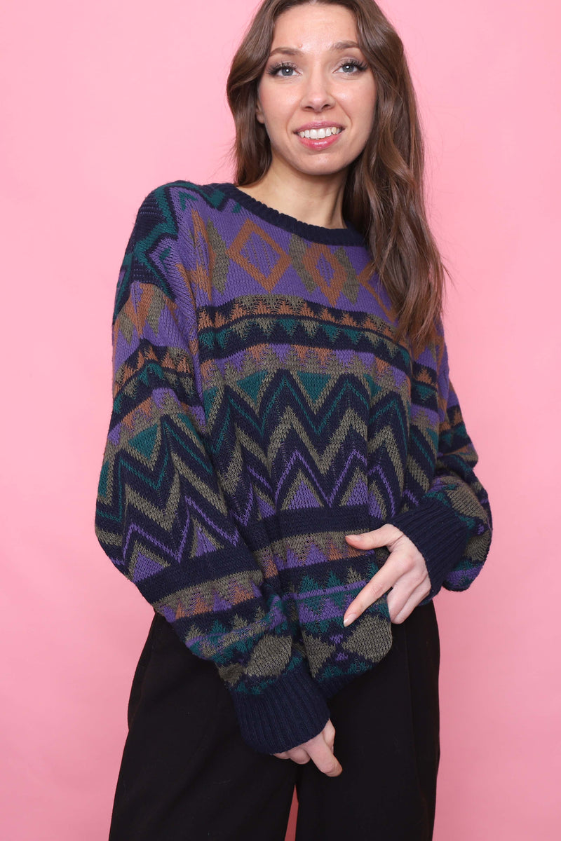 Vintage Patterned Knitted Jumper