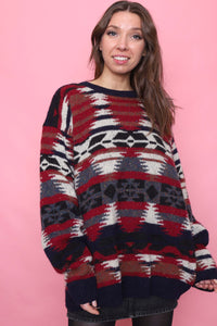 Vintage Patterned Knitted Wool Jumper