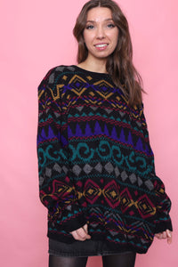 Vintage Patterned Knitted Jumper