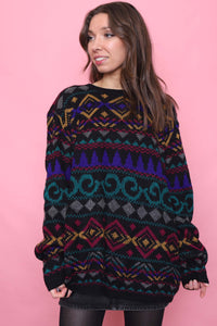 Vintage Patterned Knitted Jumper