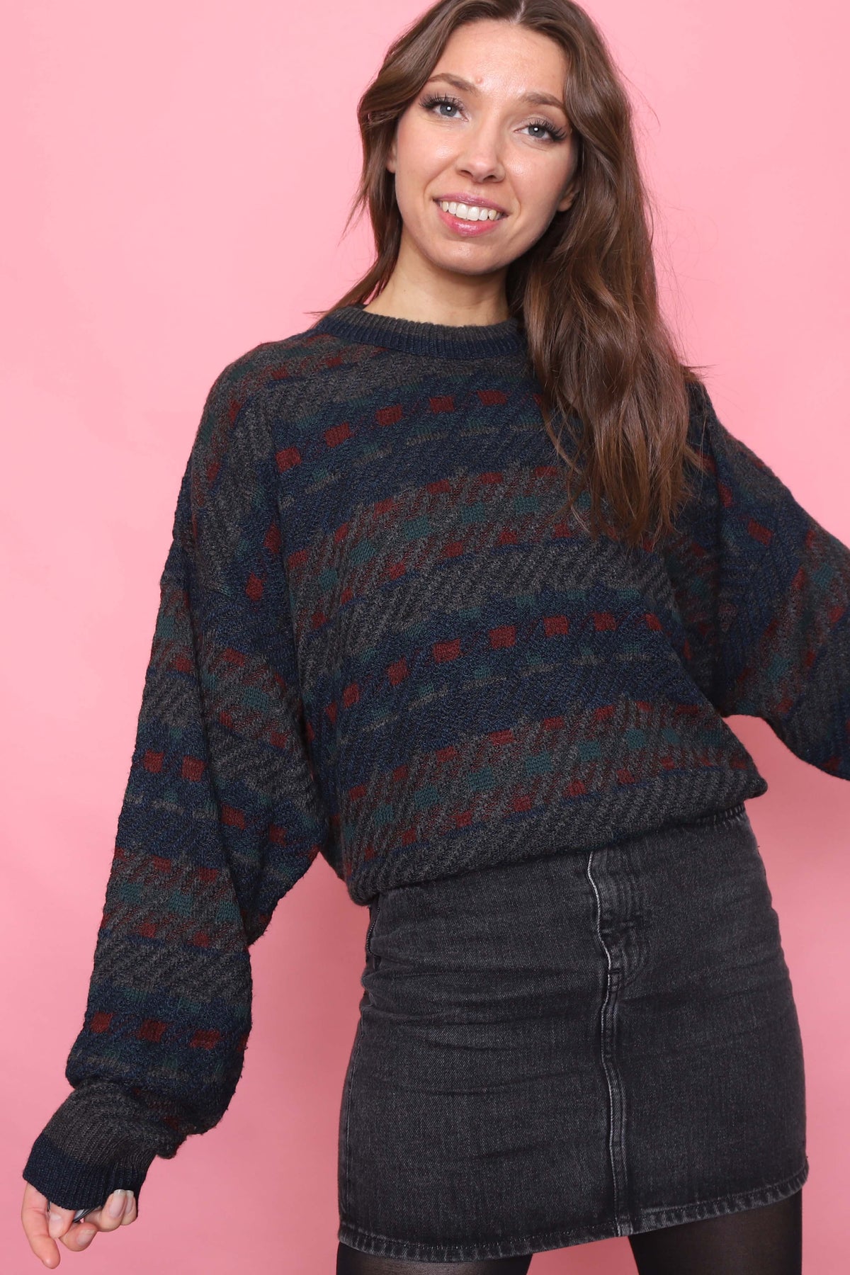 Vintage Patterned Knitted Jumper