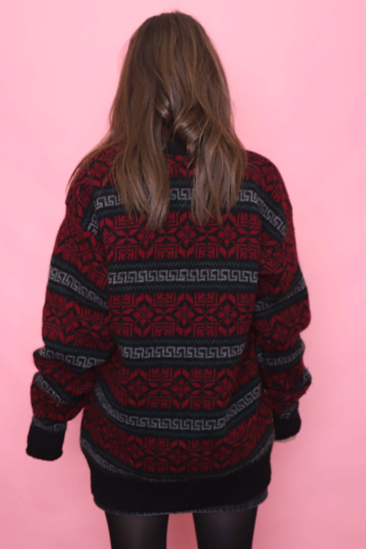 Vintage Patterned Knitted Wool Jumper