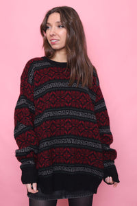 Vintage Patterned Knitted Wool Jumper