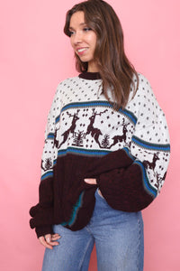 Vintage Patterned Knitted Jumper