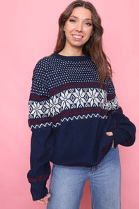 Vintage Patterned Knitted Jumper