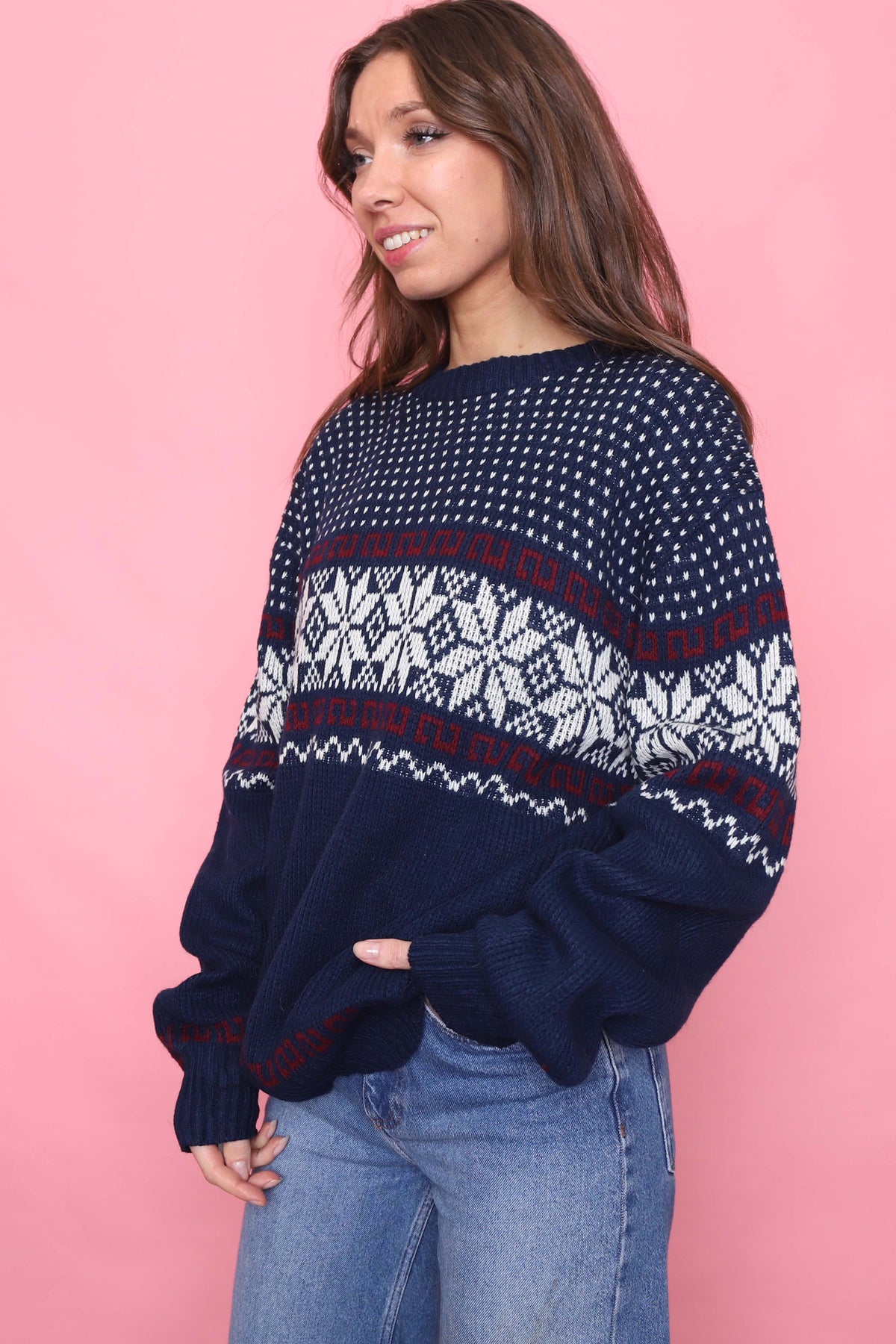 Vintage Patterned Knitted Jumper