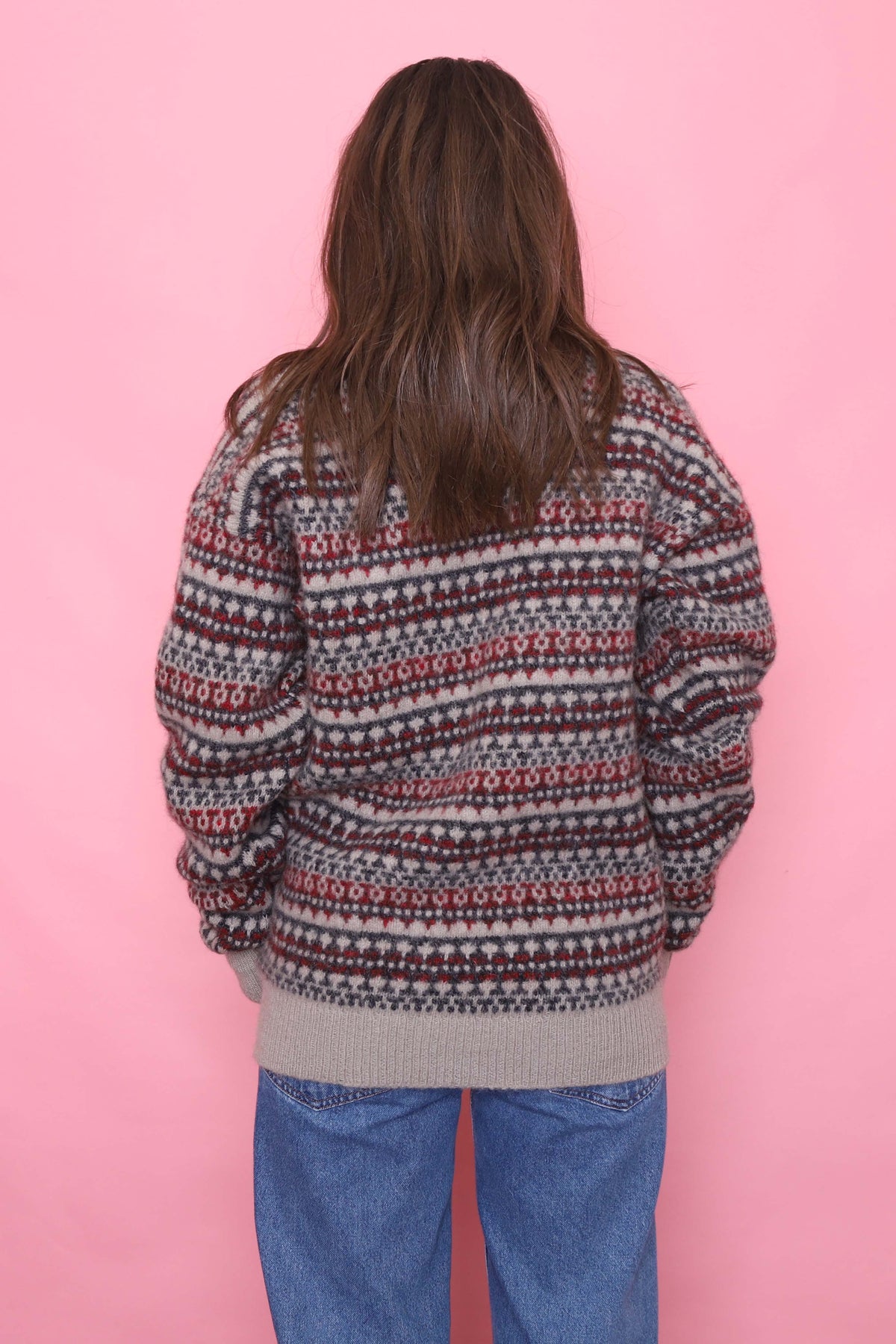 Vintage Patterned Knitted Wool Jumper