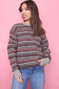 Vintage Patterned Knitted Wool Jumper