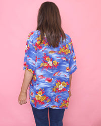 Benetton Tropical Hawaiian Fish Patterned Short Sleeve Shirt